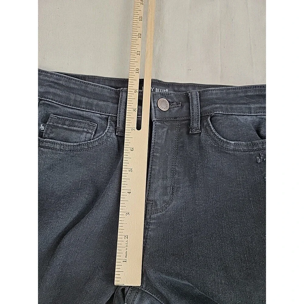 Judy Blue‎ Skinny Jeans Womens 3/26 Black Distressed Leopard Print Patch Edgy